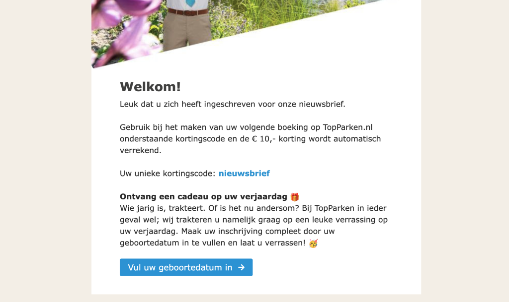 kortingscode nieuwsbrief
